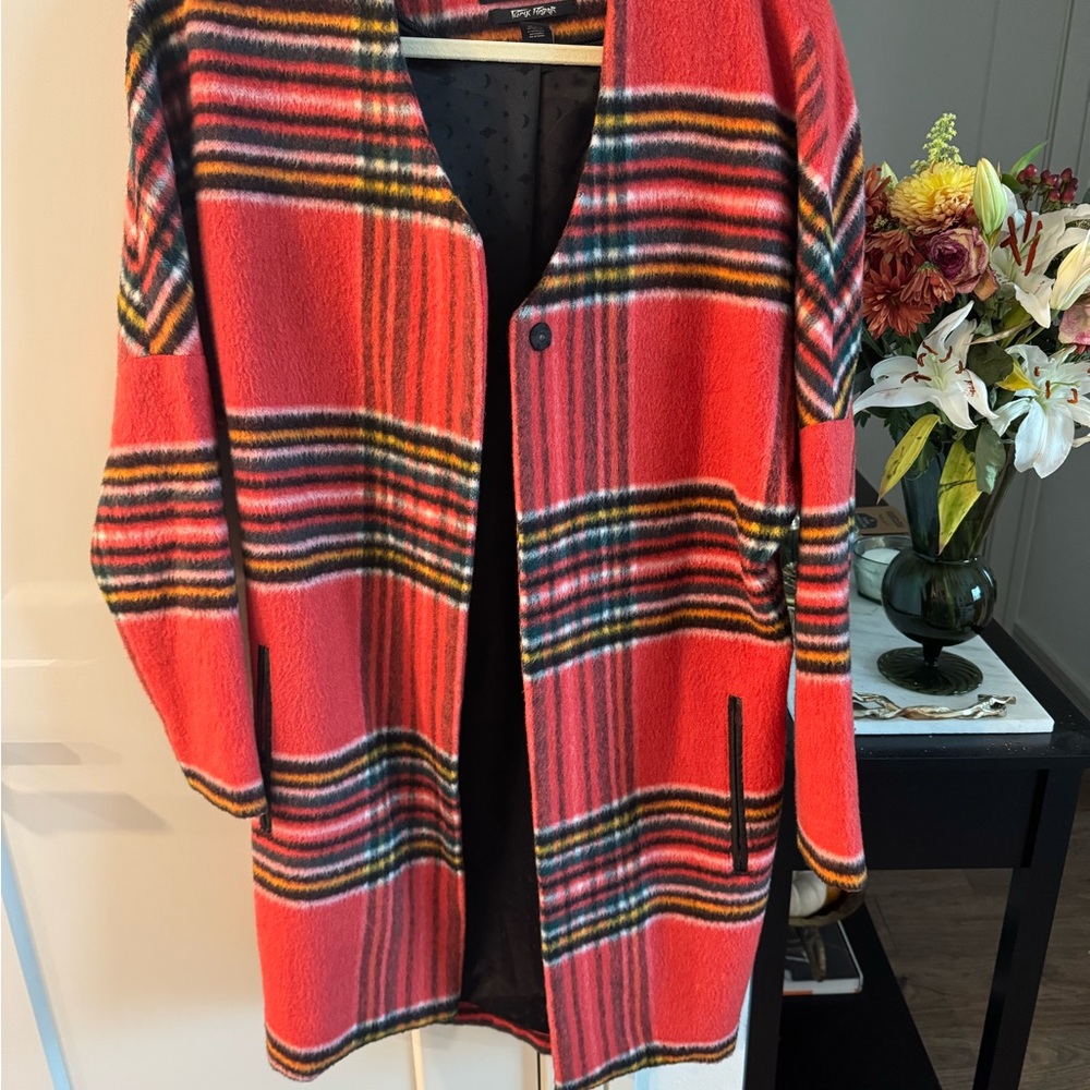 Scotch & Soda Red and Black Wool Blend Jacket